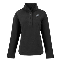 Philadelphia Eagles Cutter & Buck Women's Hunts Point Eco Half-Snap Sweatshirt Black - NFL