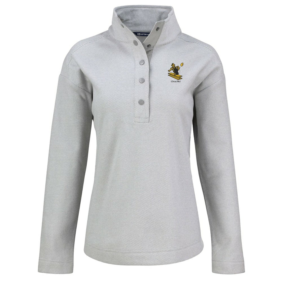 Pittsburgh Steelers Cutter & Buck Women's Hunts Point Eco Half-Snap Sweatshirt Gray - NFL