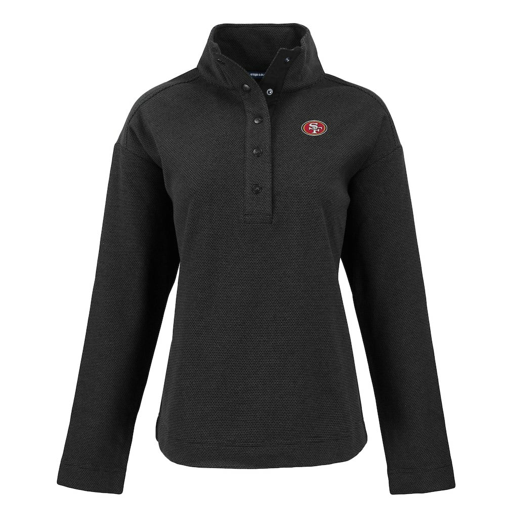 San Francisco 49ers Cutter & Buck Women's Hunts Point Eco Half-Snap Sweatshirt Black - NFL