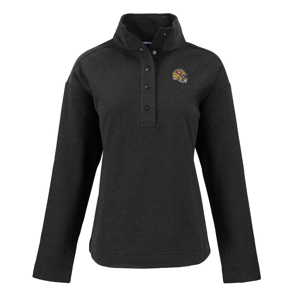 San Francisco 49ers Cutter & Buck Women's Hunts Point Eco Half-Snap Sweatshirt Black - NFL