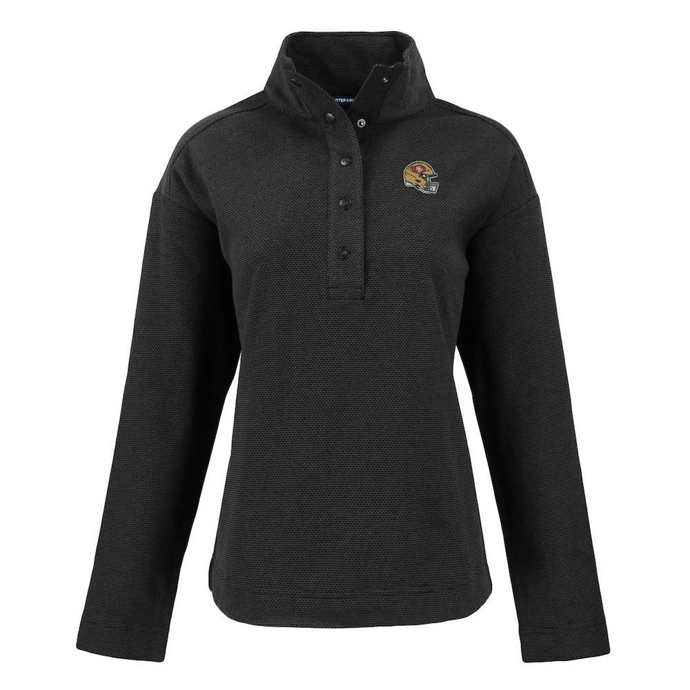 San Francisco 49ers Cutter & Buck Women's Hunts Point Eco Half-Snap Sweatshirt Black - NFL