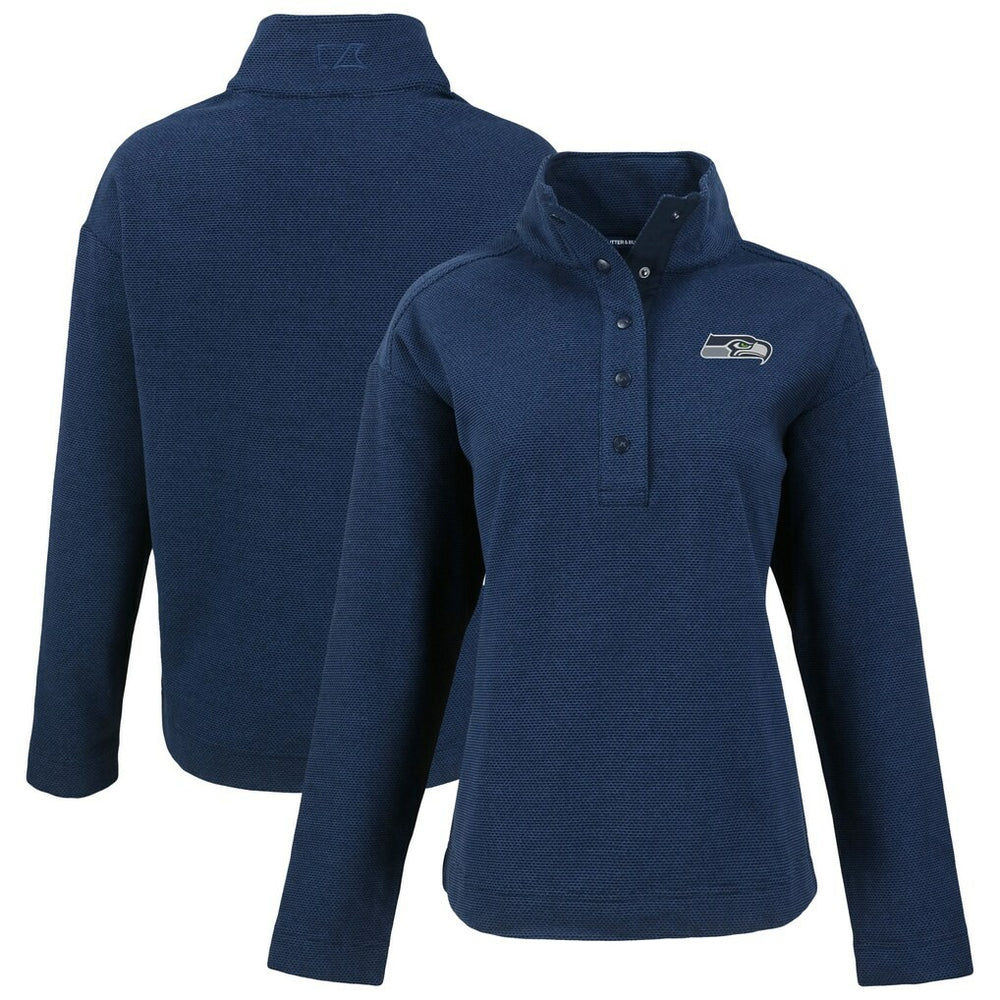 Seattle Seahawks Cutter & Buck Women's Hunts Point Eco Half-Snap Sweatshirt College Navy - NFL