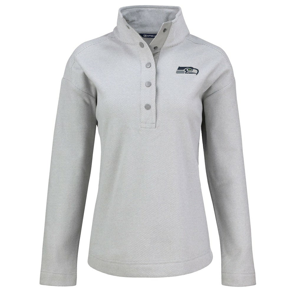 Seattle Seahawks Cutter & Buck Women's Hunts Point Eco Half-Snap Sweatshirt Gray - NFL