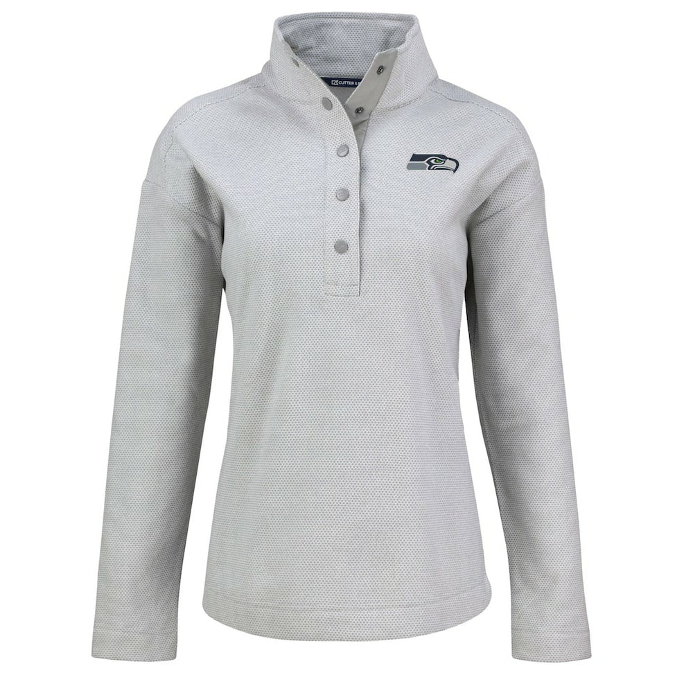 Seattle Seahawks Cutter & Buck Women's Hunts Point Eco Half-Snap Sweatshirt Gray - NFL