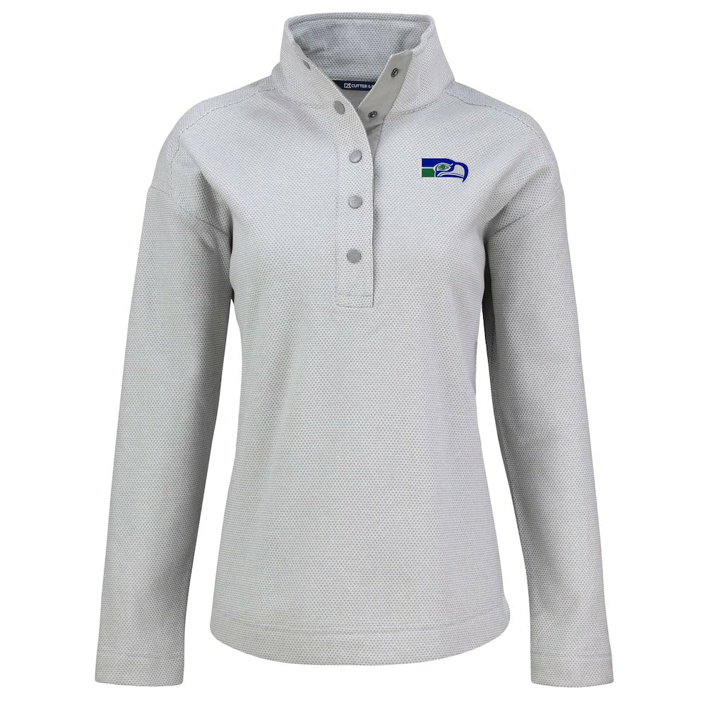 Seattle Seahawks Cutter & Buck Women's Hunts Point Eco Half-Snap Sweatshirt Gray - NFL