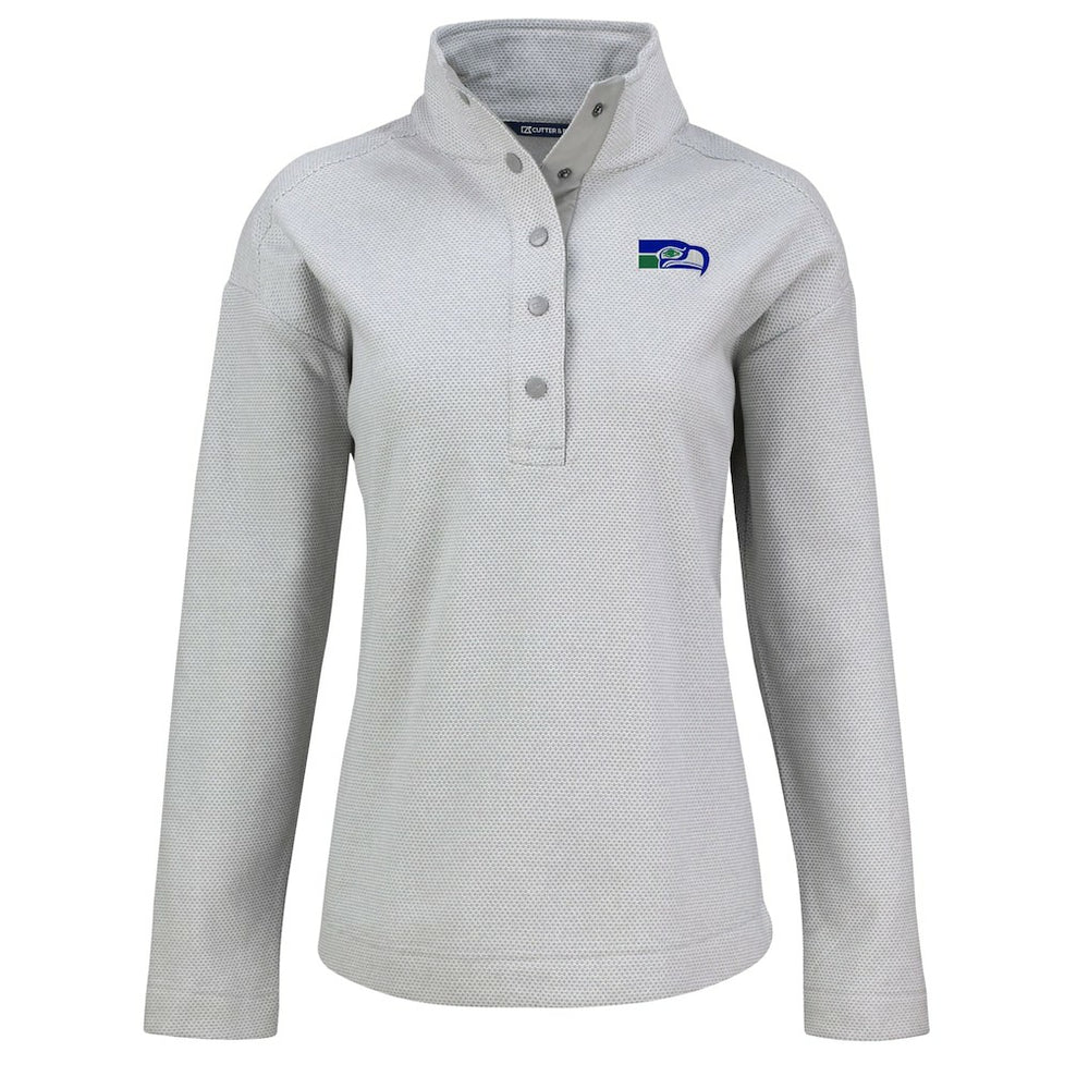 Seattle Seahawks Cutter & Buck Women's Hunts Point Eco Half-Snap Sweatshirt Gray - NFL