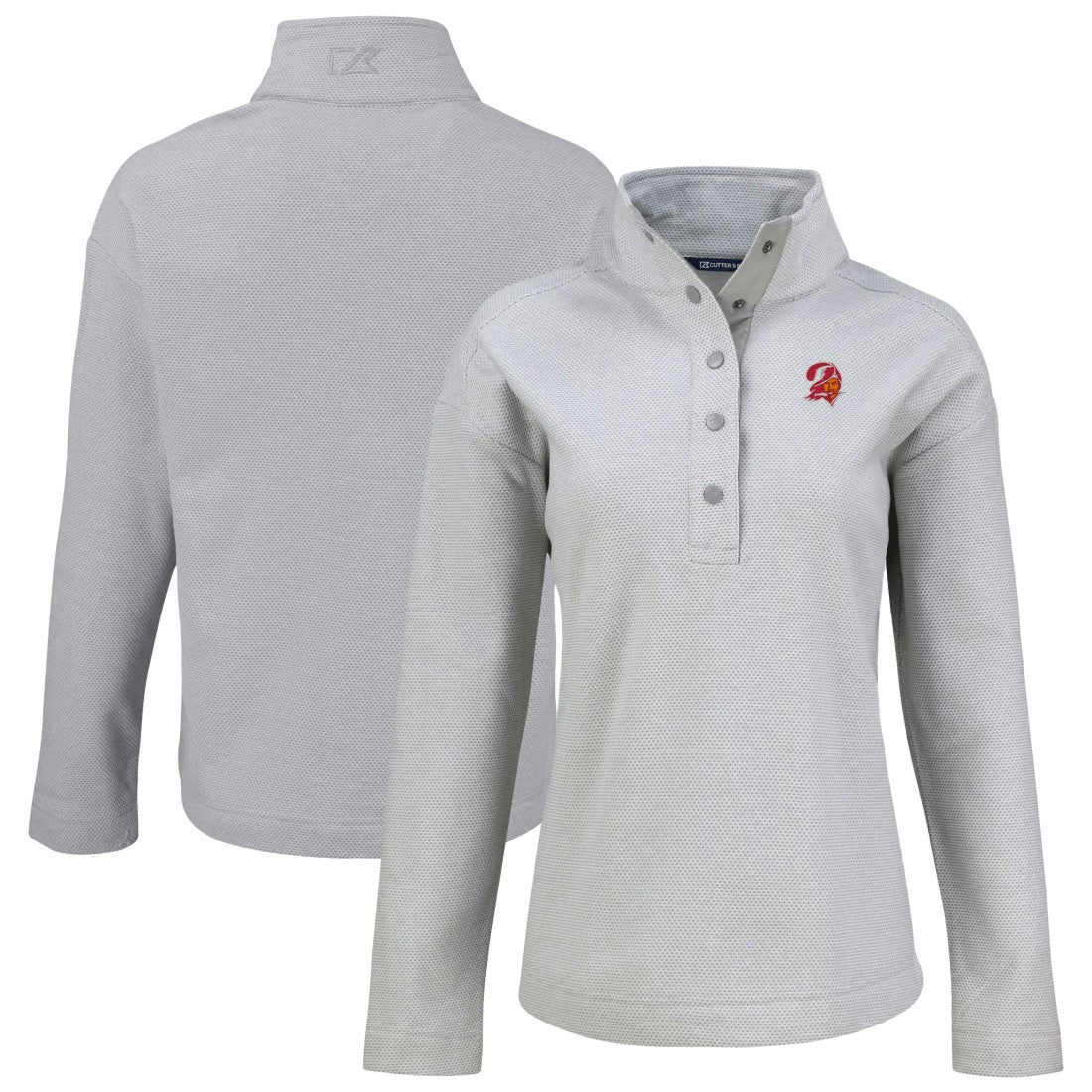 Tampa Bay Buccaneers Cutter & Buck Women's Hunts Point Eco Half-Snap Sweatshirt Gray - NFL