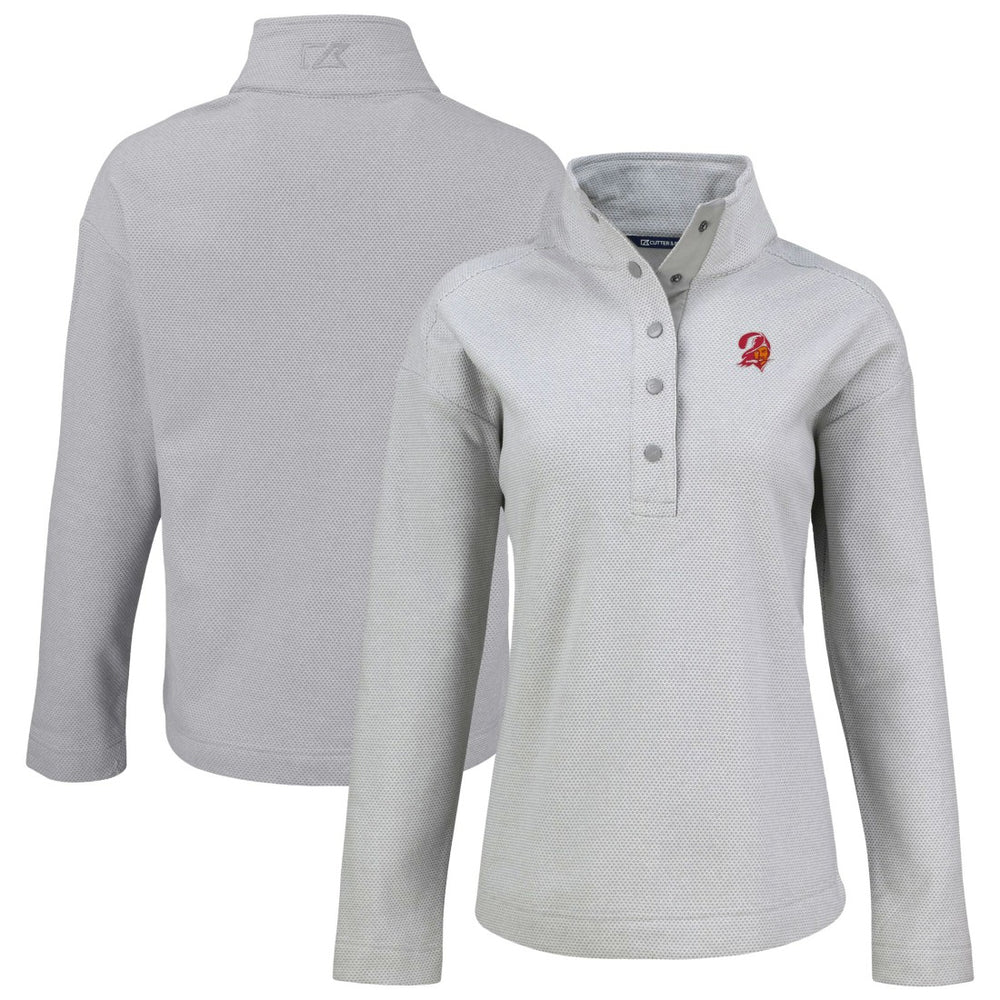 Tampa Bay Buccaneers Cutter & Buck Women's Hunts Point Eco Half-Snap Sweatshirt Gray - NFL