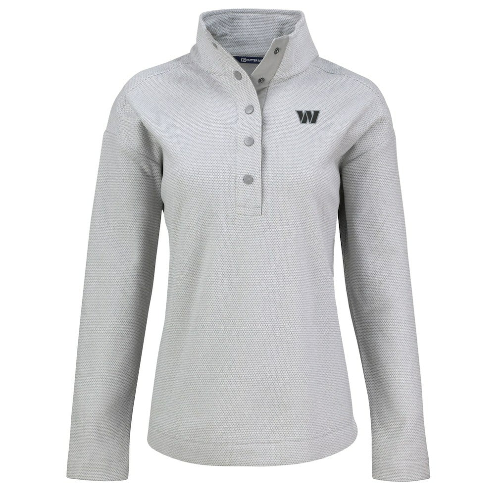 Washington Commanders Cutter & Buck Women's Hunts Point Eco Half-Snap Sweatshirt Gray - NFL
