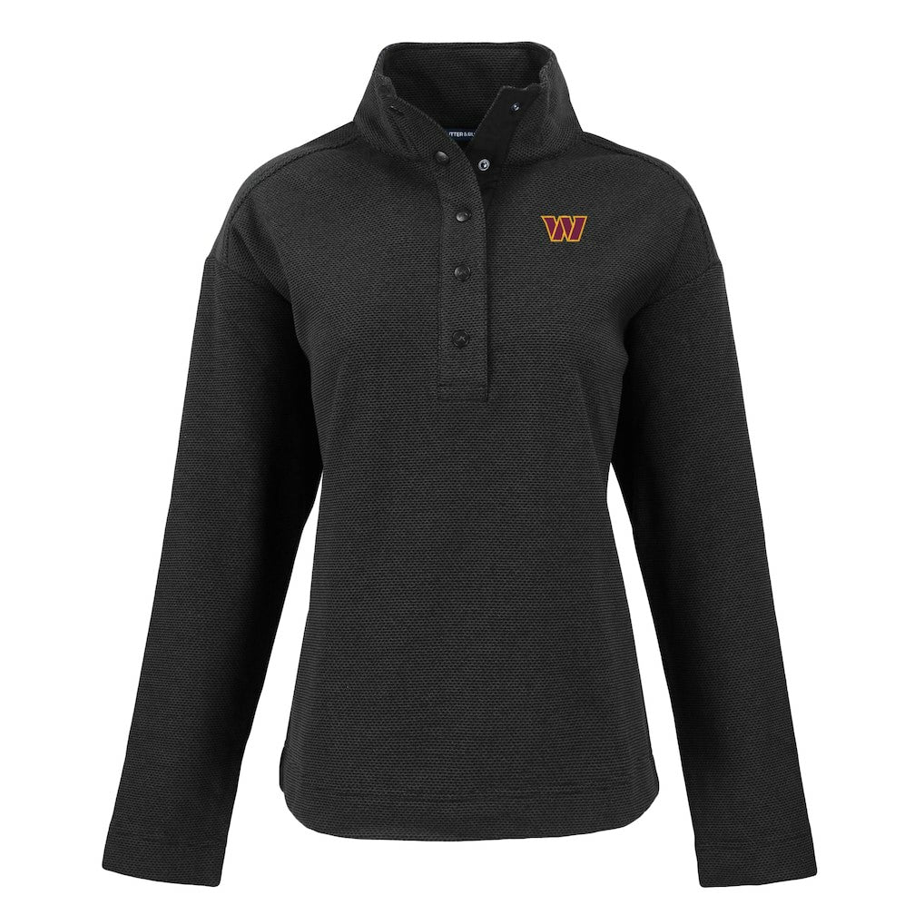 Washington Commanders Cutter & Buck Women's Hunts Point Eco Half-Snap Sweatshirt Black - NFL