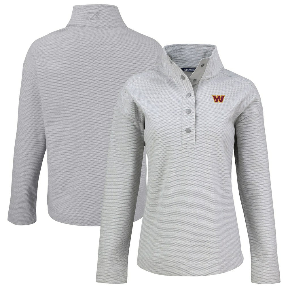 Washington Commanders Cutter & Buck Women's Hunts Point Eco Half-Snap Sweatshirt Gray - NFL