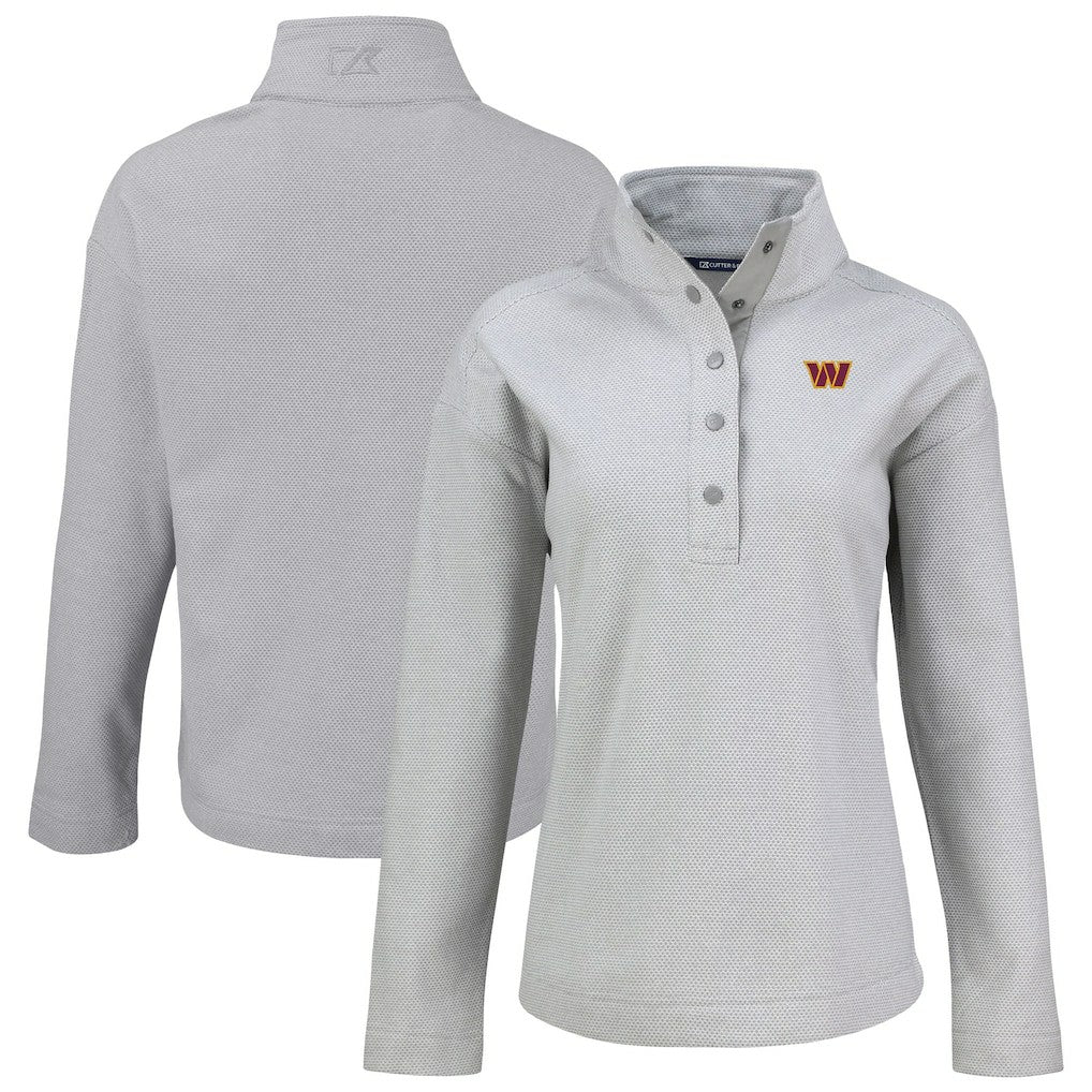 Washington Commanders Cutter & Buck Women's Hunts Point Eco Half-Snap Sweatshirt Gray - NFL