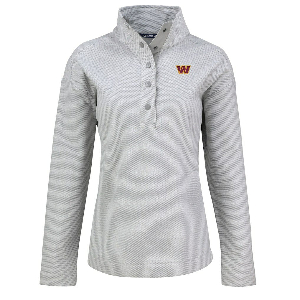 Washington Commanders Cutter & Buck Women's Hunts Point Eco Half-Snap Sweatshirt Gray - NFL