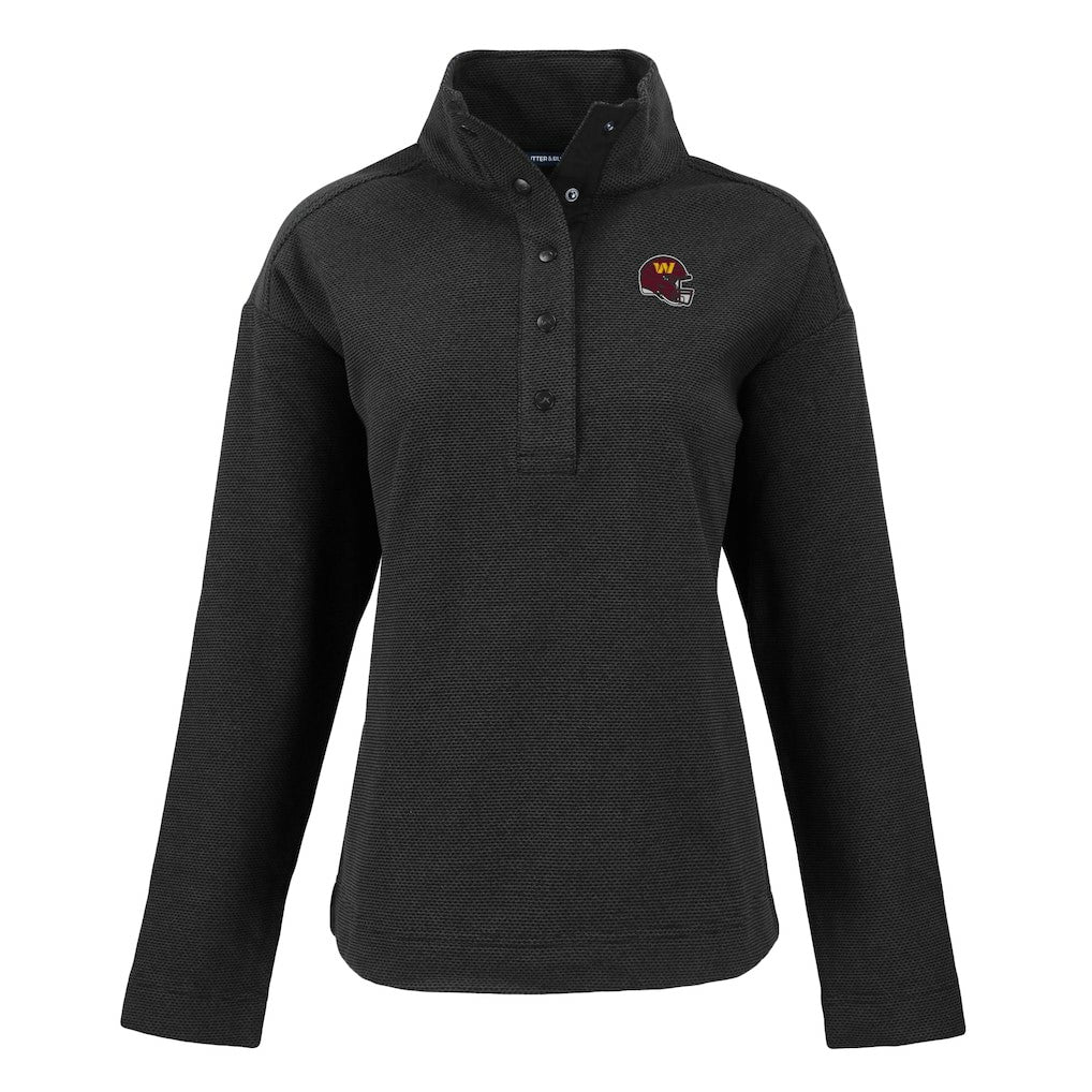 Washington Commanders Cutter & Buck Women's Hunts Point Eco Half-Snap Sweatshirt Black - NFL