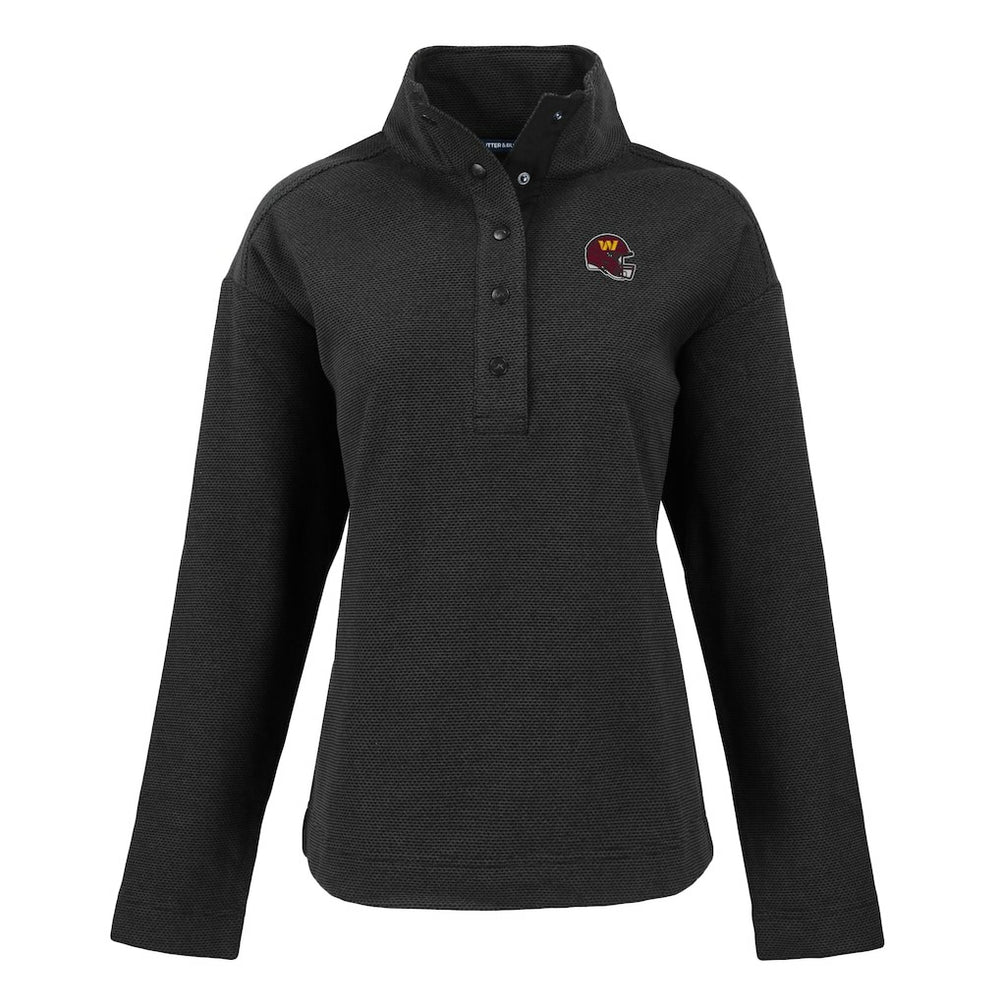 Washington Commanders Cutter & Buck Women's Hunts Point Eco Half-Snap Sweatshirt Black - NFL