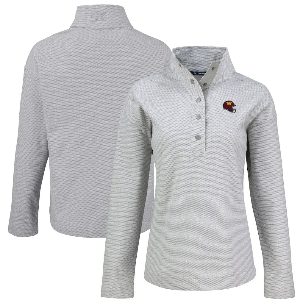 Washington Commanders Cutter & Buck Women's Hunts Point Eco Half-Snap Sweatshirt Gray - NFL