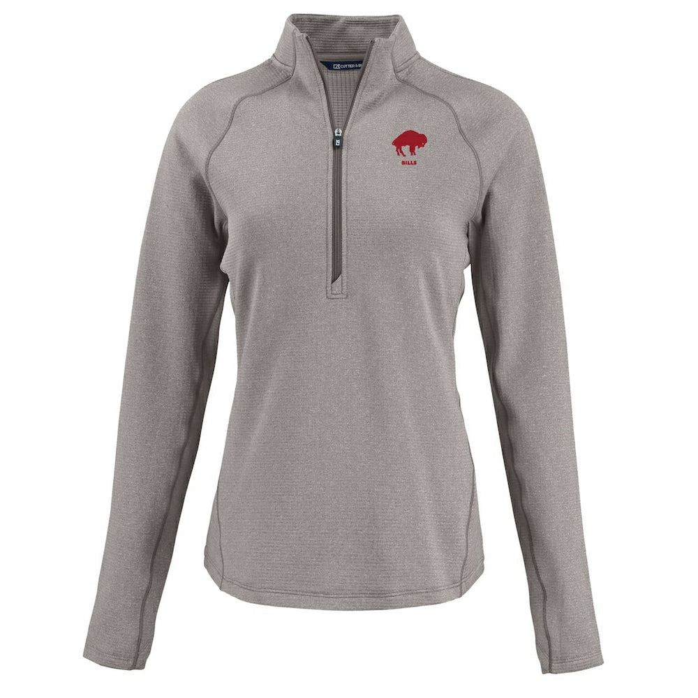 Buffalo Bills Cutter & Buck Women's Peshastin Eco Fleece Recycled Tri-Blend Raglan Half-Zip Jacket Heather Gray - NFL