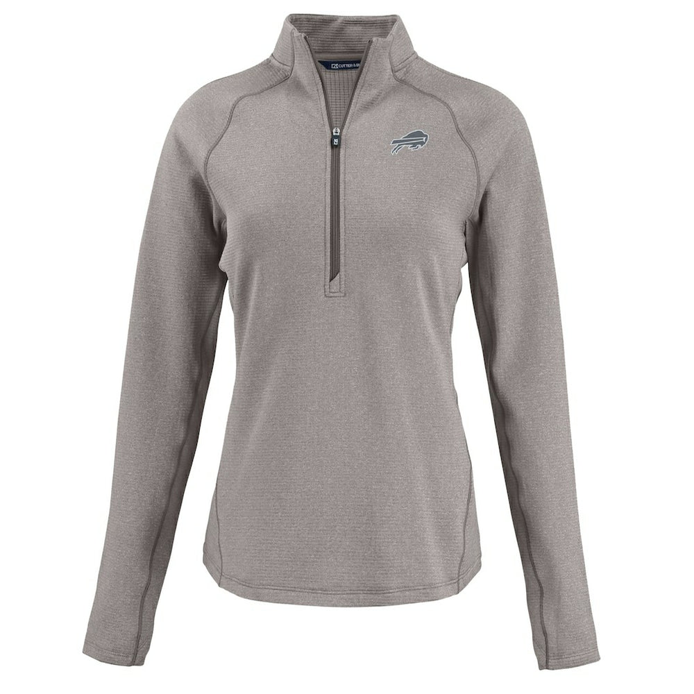 Buffalo Bills Cutter & Buck Women's Peshastin Eco Fleece Recycled Tri-Blend Raglan Half-Zip Jacket Heather Gray - NFL