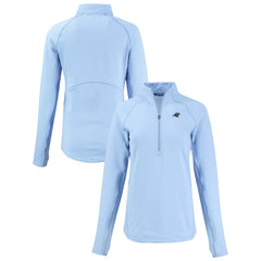 Carolina Panthers Cutter & Buck Women's Peshastin Eco Fleece Recycled Tri-Blend Raglan Half-Zip Jacket Heather Light Blue - NFL