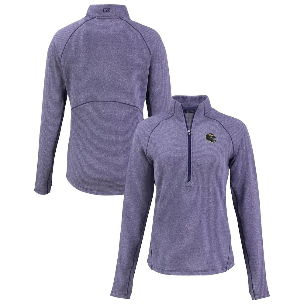Baltimore Ravens Cutter & Buck Women's Peshastin Eco Fleece Recycled Tri-Blend Raglan Half-Zip Jacket Heather Purple - NFL