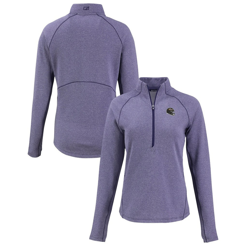 Baltimore Ravens Cutter & Buck Women's Peshastin Eco Fleece Recycled Tri-Blend Raglan Half-Zip Jacket Heather Purple - NFL