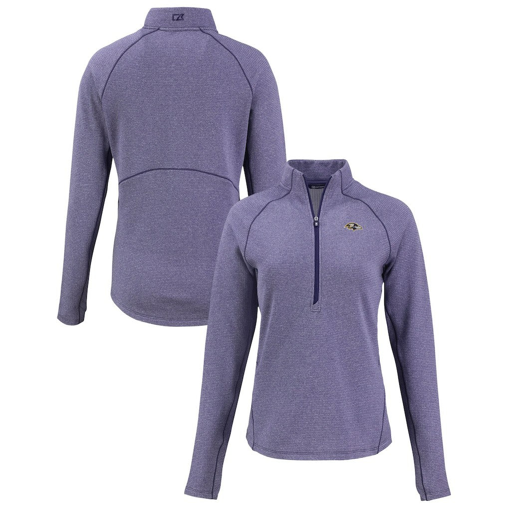 Baltimore Ravens Cutter & Buck Women's Peshastin Eco Fleece Recycled Tri-Blend Raglan Half-Zip Jacket Heather Purple - NFL