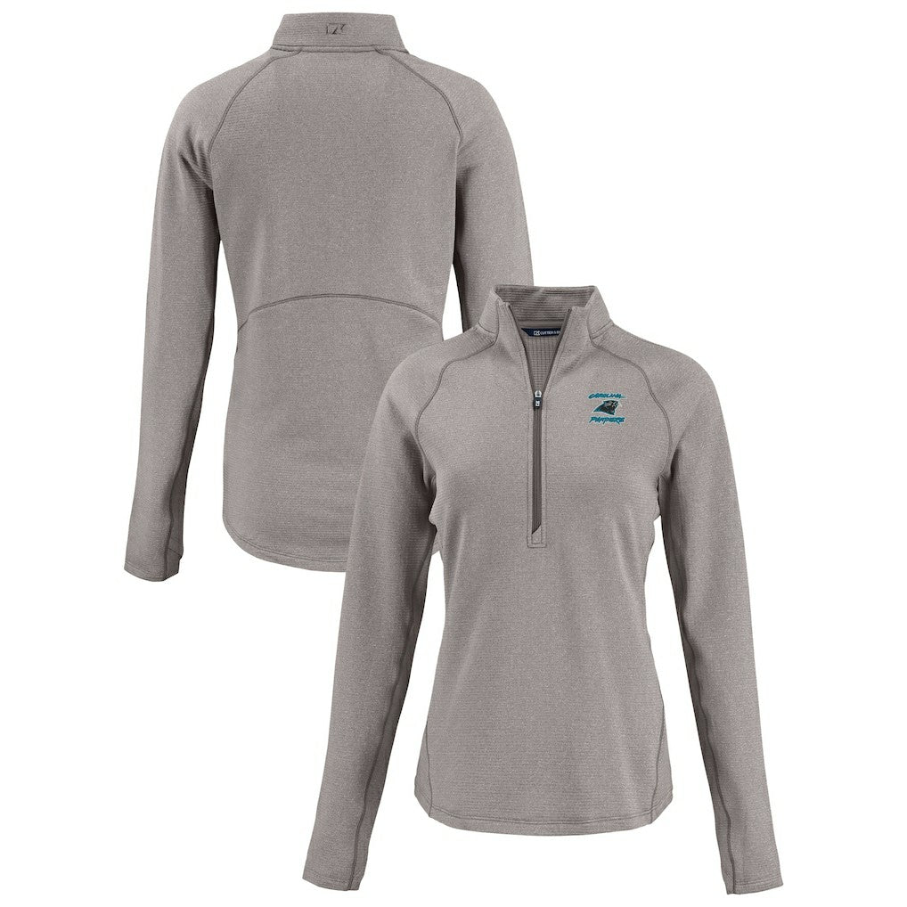 Carolina Panthers Cutter & Buck Women's Peshastin Eco Fleece Recycled Tri-Blend Raglan Half-Zip Jacket Heather Gray - NFL