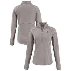 Carolina Panthers Cutter & Buck Women's Peshastin Eco Fleece Recycled Tri-Blend Raglan Half-Zip Jacket Heather Gray - NFL