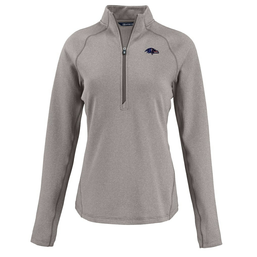 Baltimore Ravens Cutter & Buck Women's Americana Peshastin Eco Fleece Recycled Tri-Blend Raglan Half-Zip Jacket Heather Gray - NFL