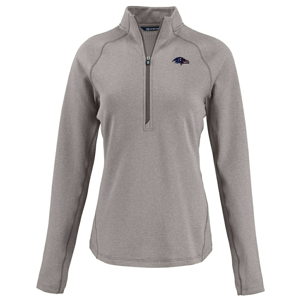 Baltimore Ravens Cutter & Buck Women's Americana Peshastin Eco Fleece Recycled Tri-Blend Raglan Half-Zip Jacket Heather Gray - NFL