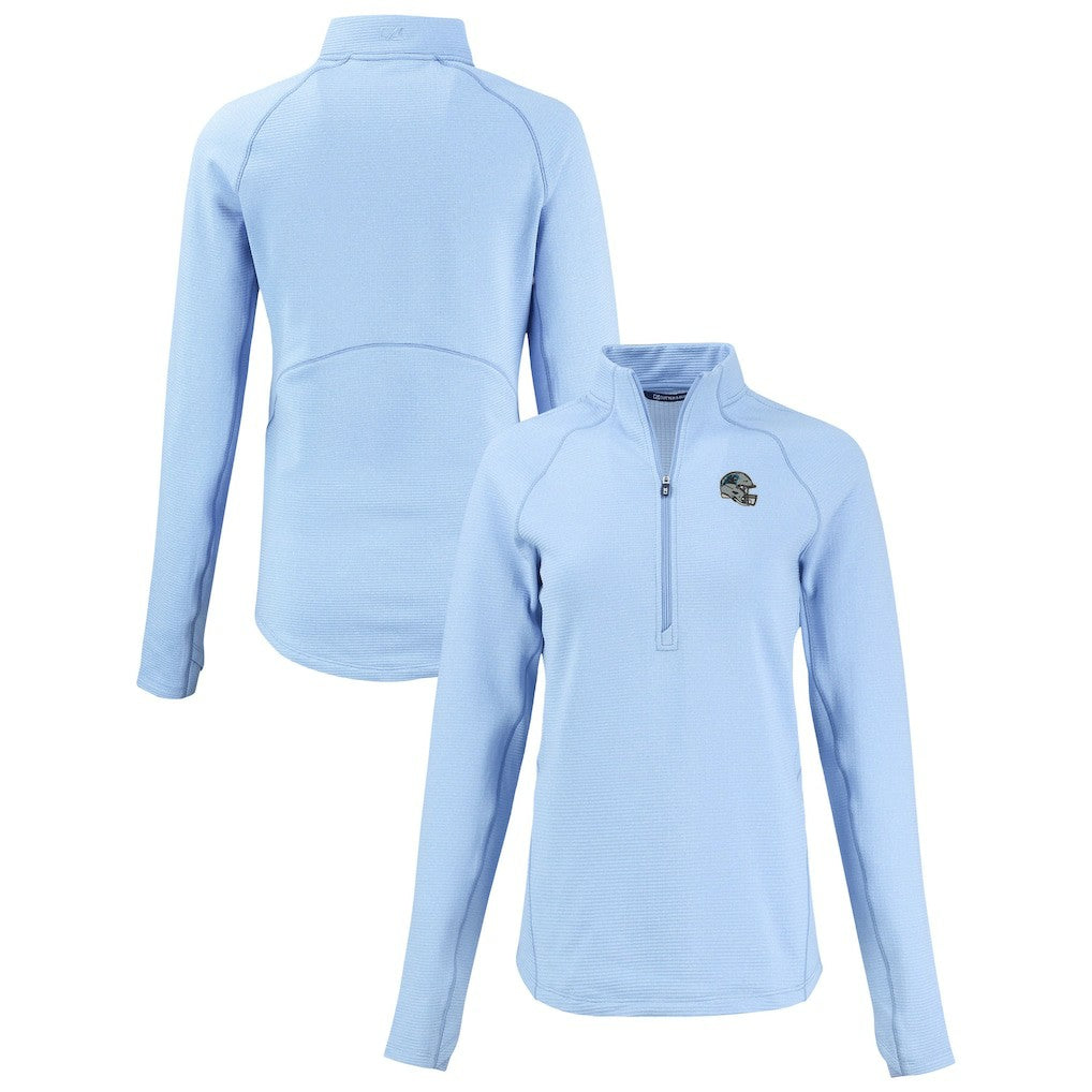 Carolina Panthers Cutter & Buck Women's Peshastin Eco Fleece Recycled Tri-Blend Raglan Half-Zip Jacket Heather Light Blue - NFL