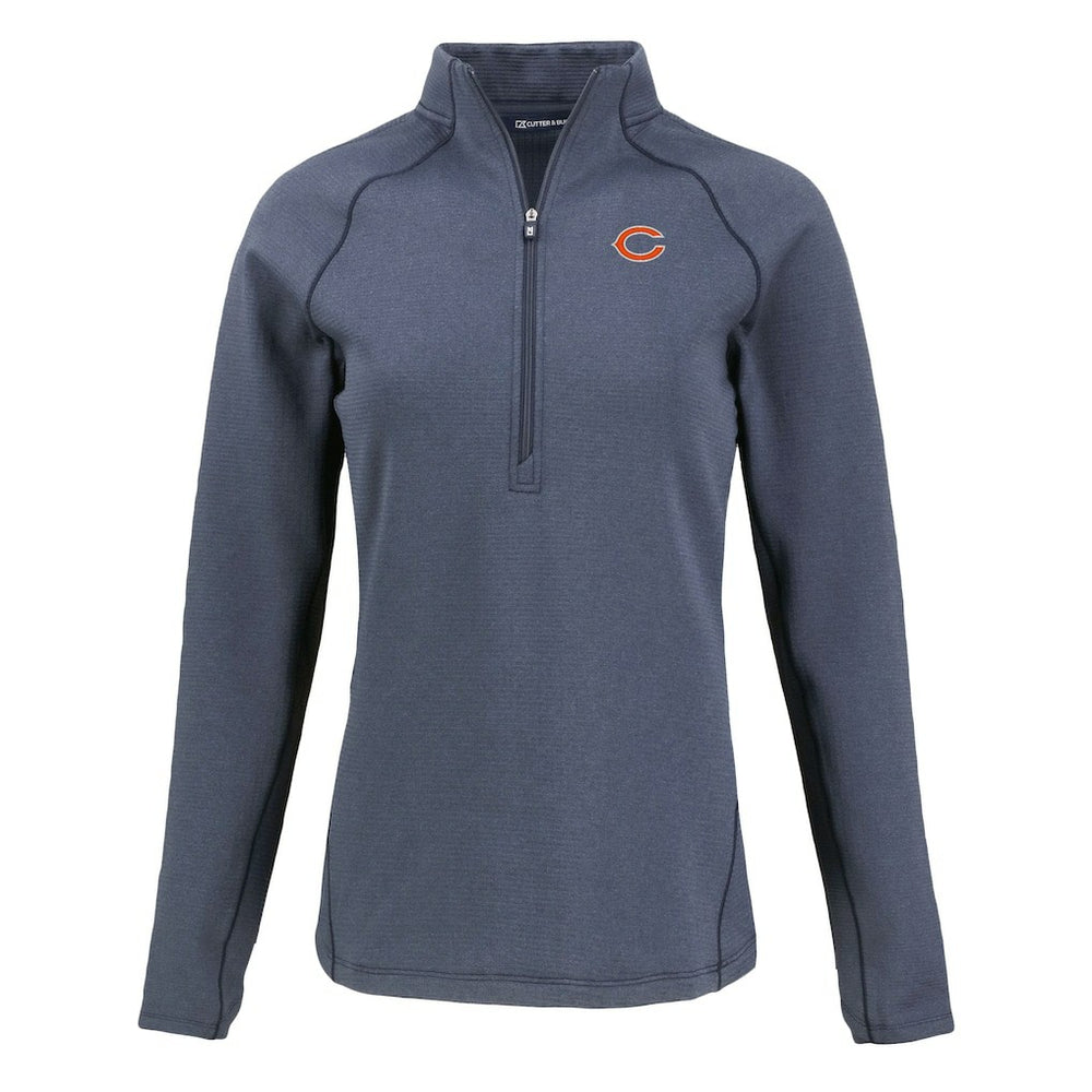 Chicago Bears Cutter & Buck Women's Peshastin Eco Fleece Recycled Tri-Blend Raglan Half-Zip Jacket Heather Navy - NFL