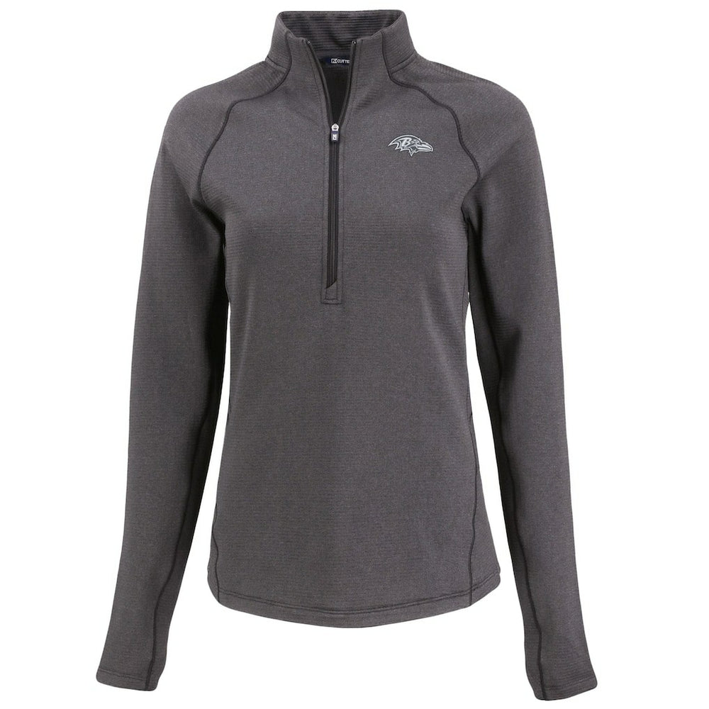 Baltimore Ravens Cutter & Buck Women's Peshastin Eco Fleece Recycled Tri-Blend Raglan Half-Zip Jacket Heather Black - NFL