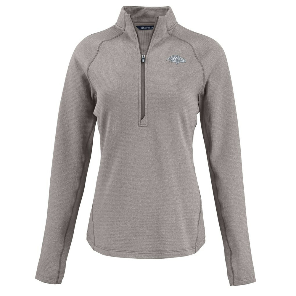 Baltimore Ravens Cutter & Buck Women's Peshastin Eco Fleece Recycled Tri-Blend Raglan Half-Zip Jacket Heather Gray - NFL