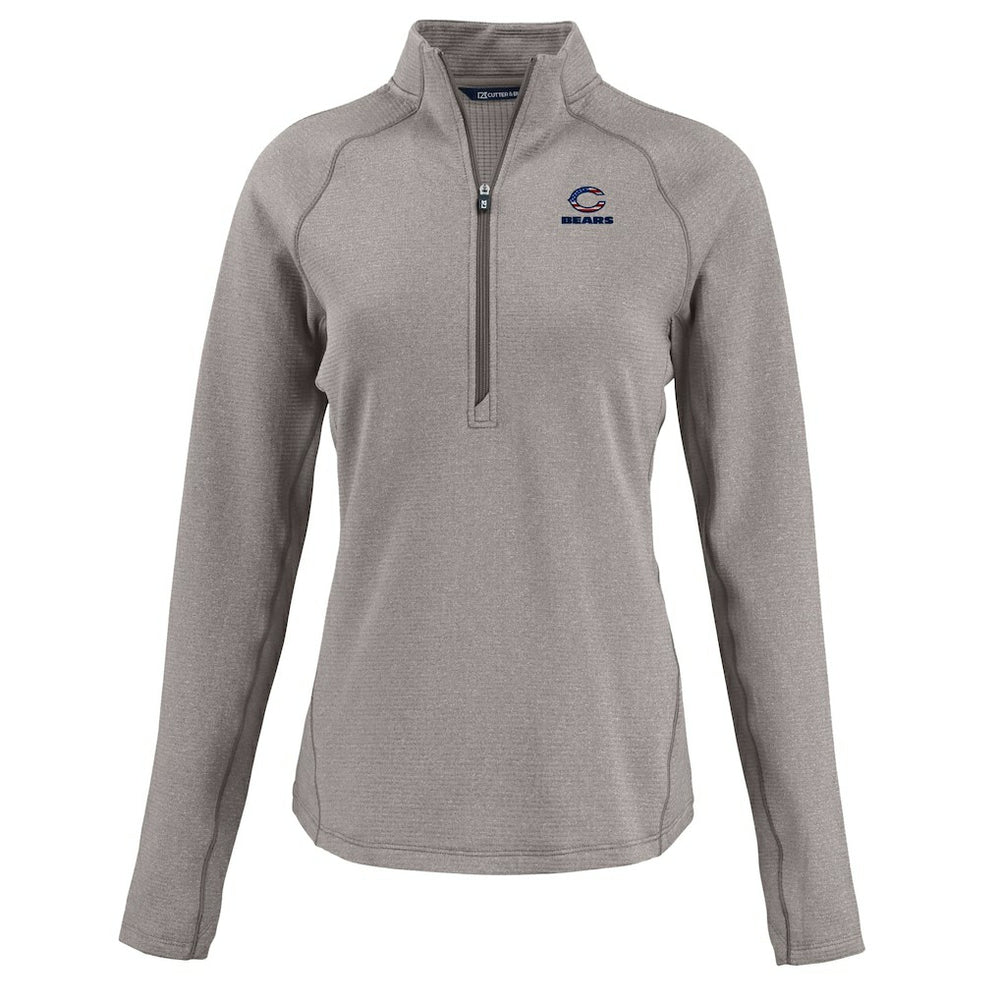 Chicago Bears Cutter & Buck Women's Americana Peshastin Eco Fleece Recycled Tri-Blend Raglan Half-Zip Jacket Heather Gray - NFL