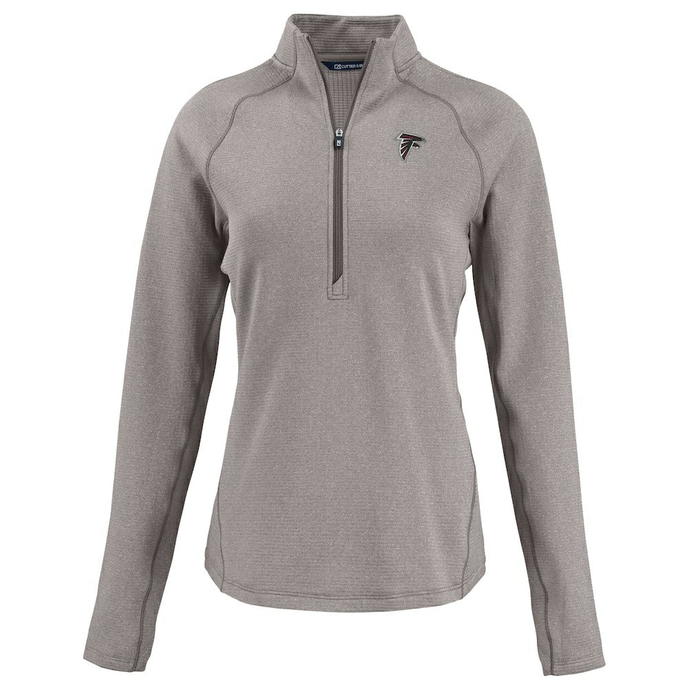Atlanta Falcons Cutter & Buck Women's Peshastin Eco Fleece Recycled Tri-Blend Raglan Half-Zip Jacket Heather Gray - NFL
