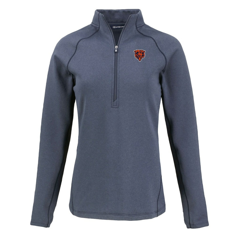 Chicago Bears Cutter & Buck Women's Peshastin Eco Fleece Recycled Tri-Blend Raglan Half-Zip Jacket Heather Navy - NFL
