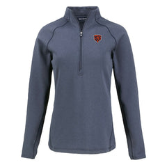 Chicago Bears Cutter & Buck Women's Peshastin Eco Fleece Recycled Tri-Blend Raglan Half-Zip Jacket Heather Navy - NFL