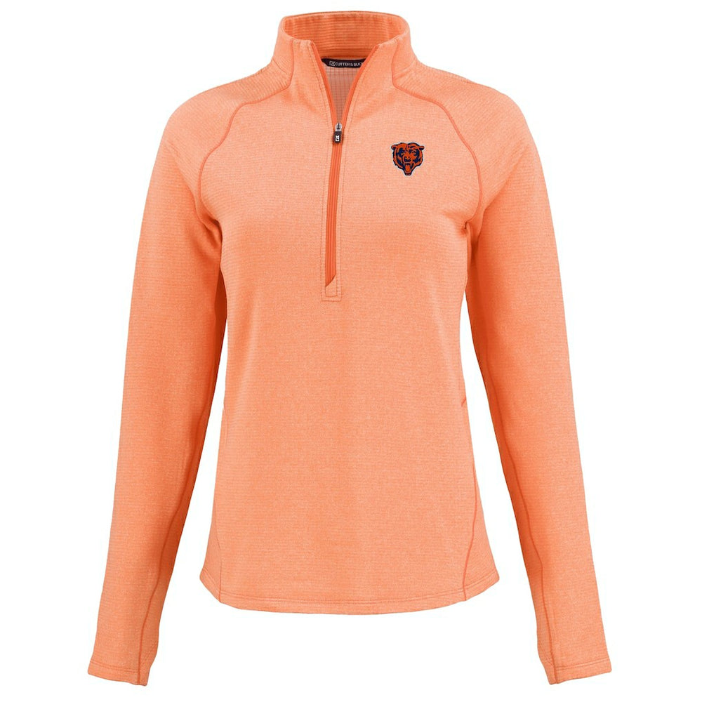 Chicago Bears Cutter & Buck Women's Peshastin Eco Fleece Recycled Tri-Blend Raglan Half-Zip Jacket Heather Orange - NFL