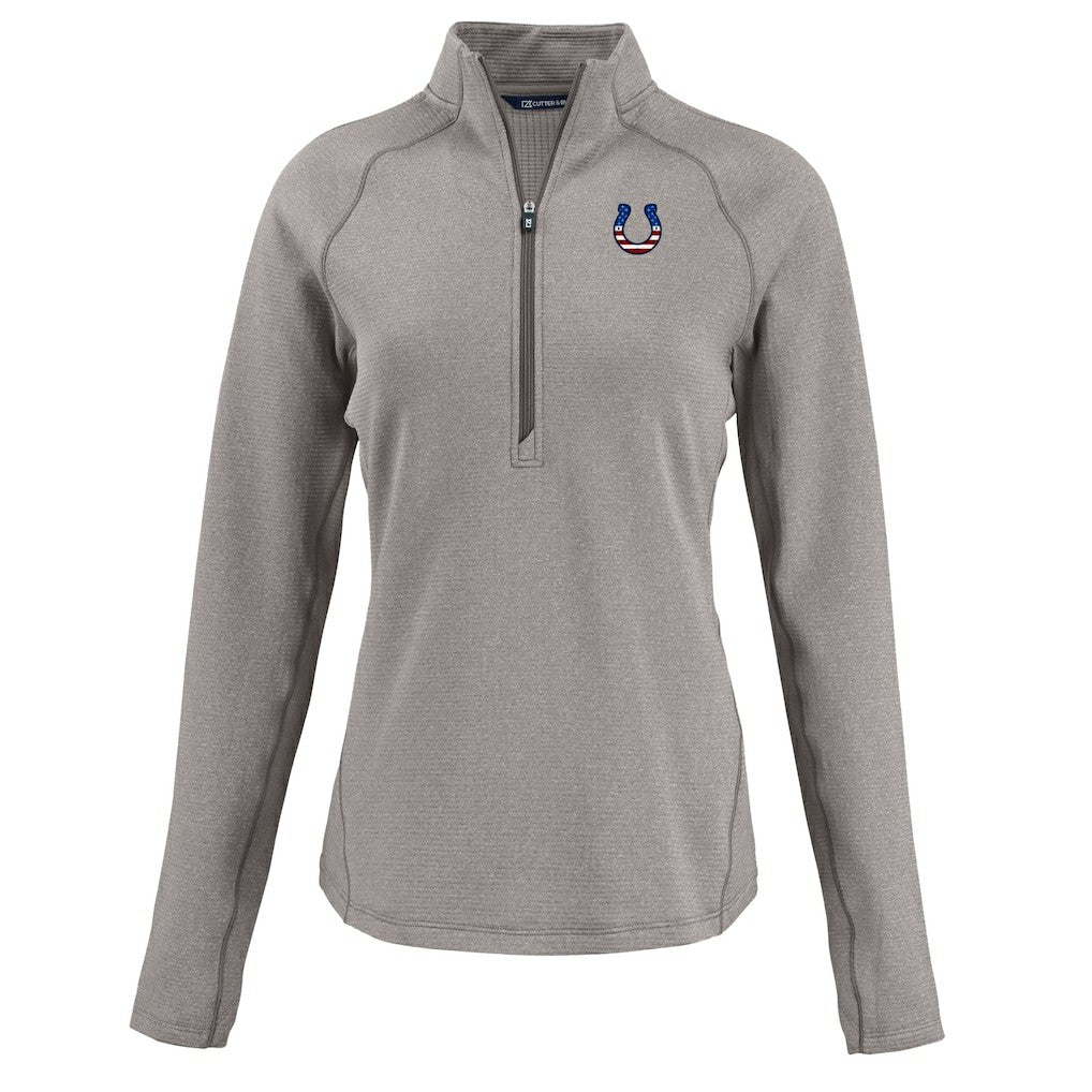 Indianapolis Colts Cutter & Buck Women's Americana Peshastin Eco Fleece Recycled Tri-Blend Raglan Half-Zip Jacket Heather Gray - NFL