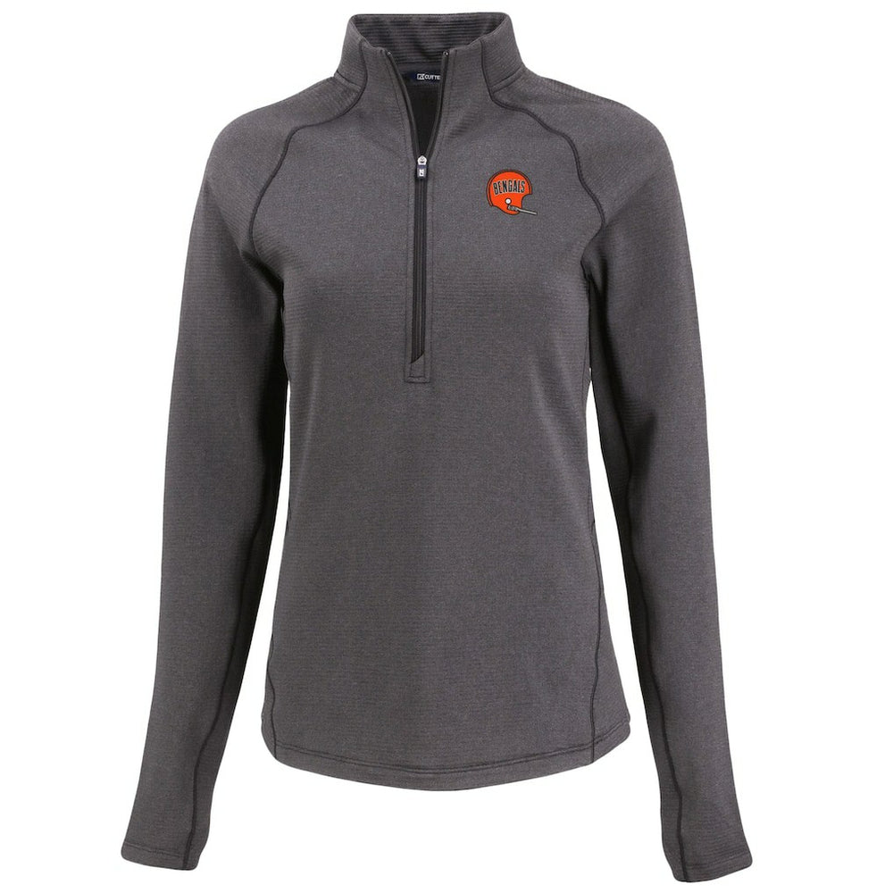 Cincinnati Bengals Cutter & Buck Women's Peshastin Eco Fleece Recycled Tri-Blend Raglan Half-Zip Jacket Heather Black - NFL