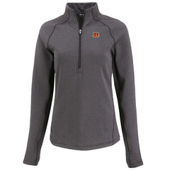 Cincinnati Bengals Cutter & Buck Women's Peshastin Eco Fleece Recycled Tri-Blend Raglan Half-Zip Jacket Heather Black - NFL