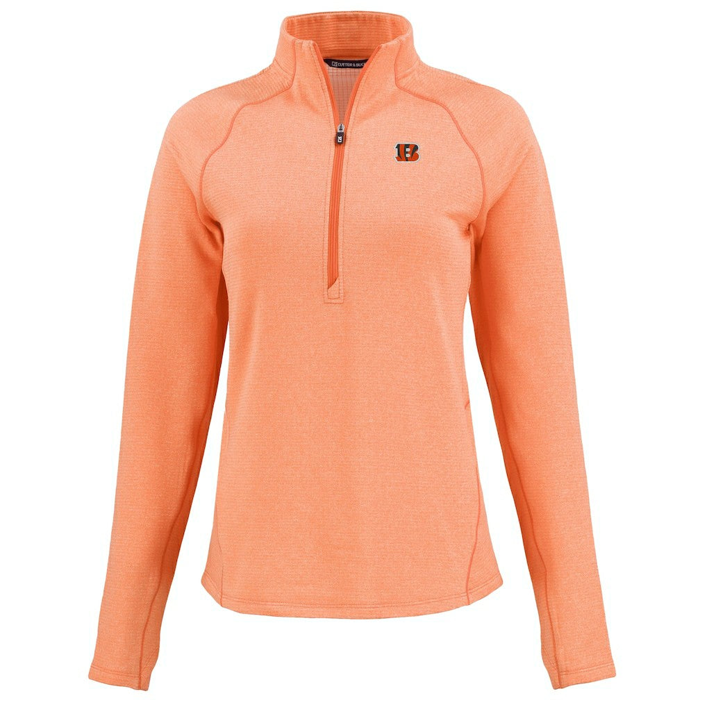 Cincinnati Bengals Cutter & Buck Women's Peshastin Eco Fleece Recycled Tri-Blend Raglan Half-Zip Jacket Heather Orange - NFL