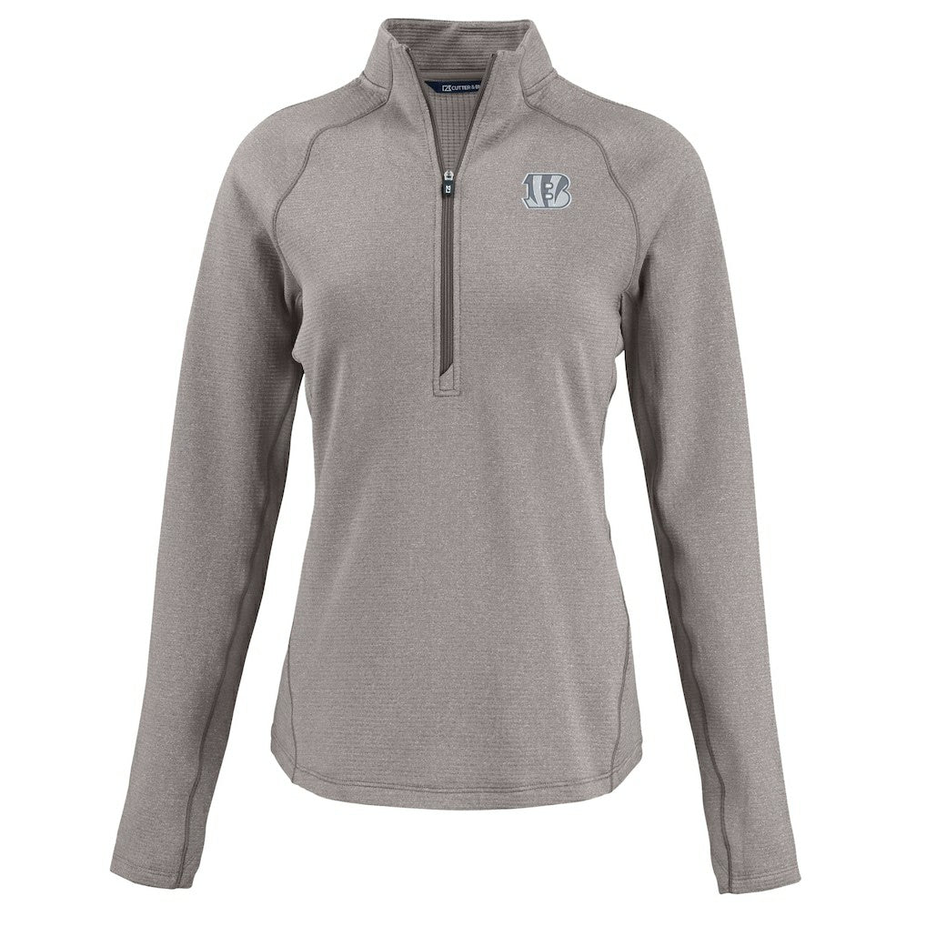 Cincinnati Bengals Cutter & Buck Women's Peshastin Eco Fleece Recycled Tri-Blend Raglan Half-Zip Jacket Heather Gray - NFL