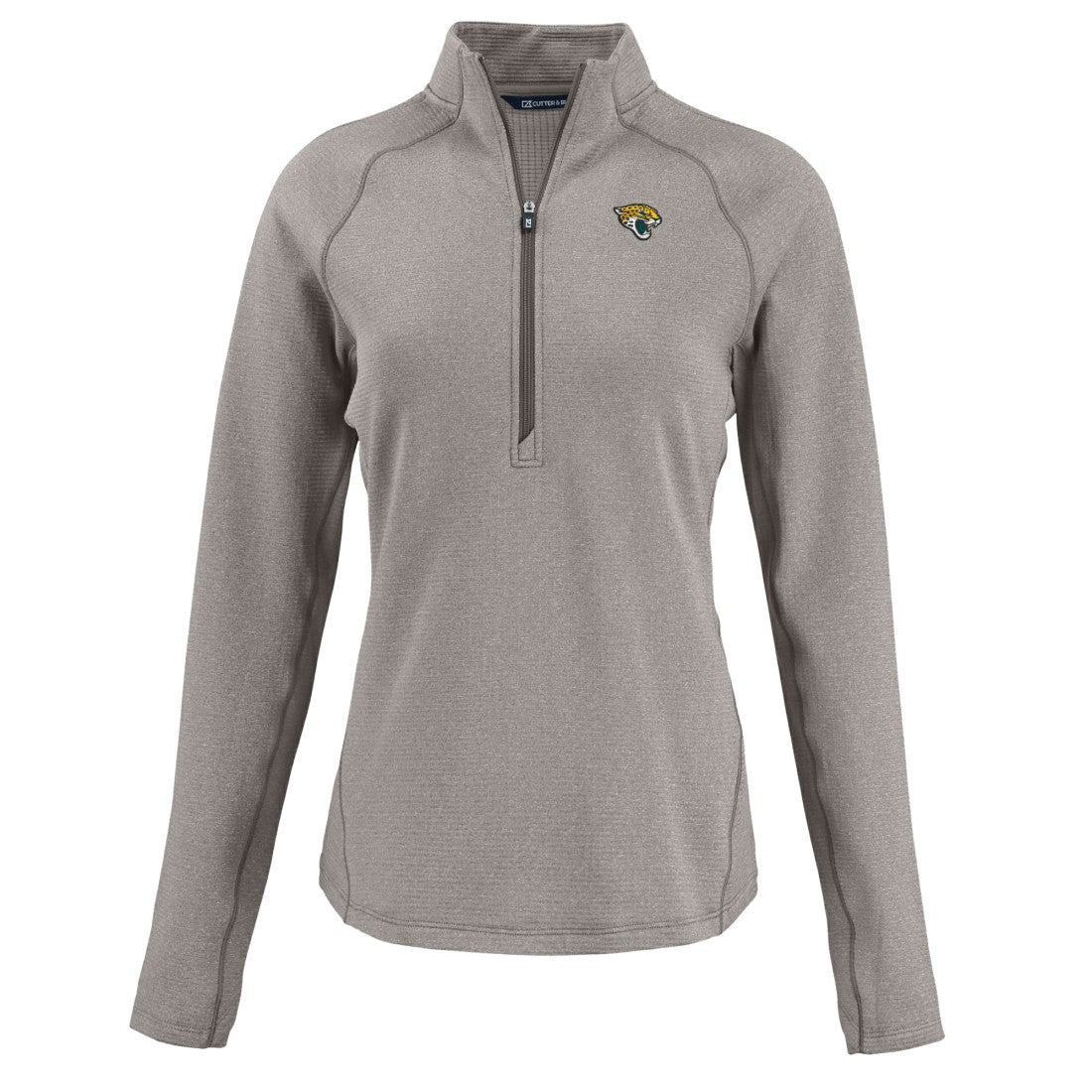 Jacksonville Jaguars Cutter & Buck Women's Peshastin Eco Fleece Recycled Tri-Blend Raglan Half-Zip Jacket Heather Gray - NFL