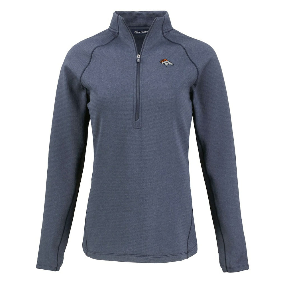 Denver Broncos Cutter & Buck Women's Peshastin Eco Fleece Recycled Tri-Blend Raglan Half-Zip Jacket Heather Navy - NFL