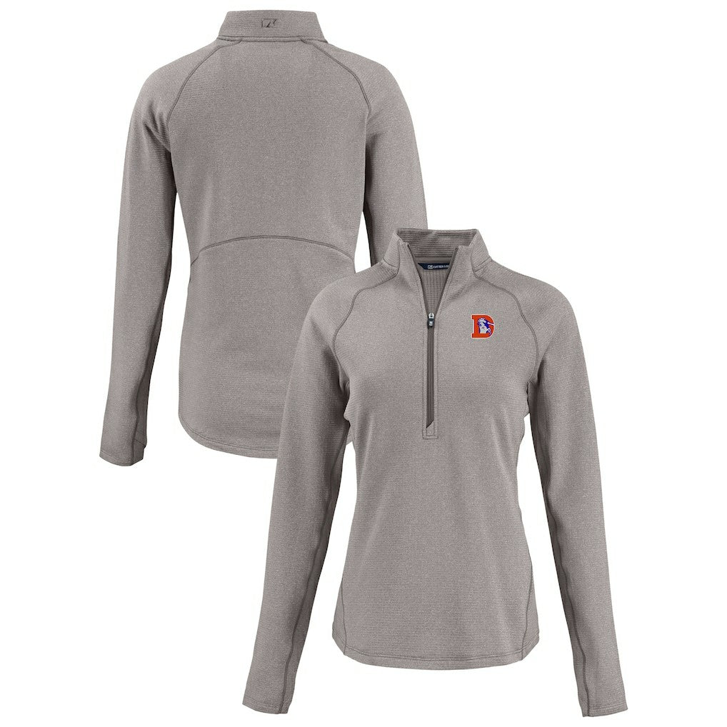 Denver Broncos Cutter & Buck Women's Peshastin Eco Fleece Recycled Tri-Blend Raglan Half-Zip Jacket Heather Gray - NFL