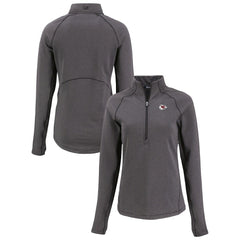 Kansas City Chiefs Cutter & Buck Women's Peshastin Eco Fleece Recycled Tri-Blend Raglan Half-Zip Jacket Heather Black - NFL