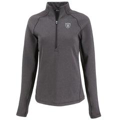 Las Vegas Raiders Cutter & Buck Women's Peshastin Eco Fleece Recycled Tri-Blend Raglan Half-Zip Jacket Heather Black - NFL