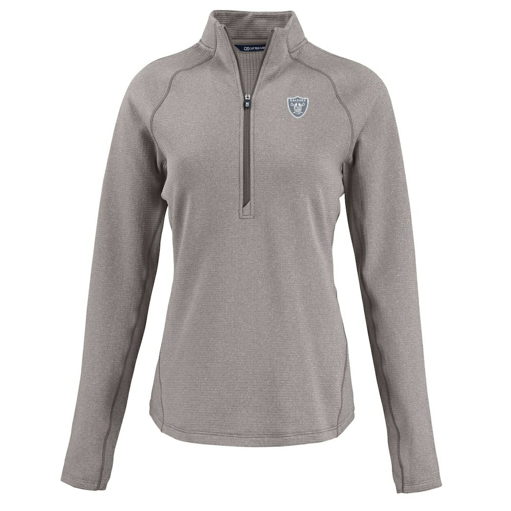 Las Vegas Raiders Cutter & Buck Women's Peshastin Eco Fleece Recycled Tri-Blend Raglan Half-Zip Jacket Heather Gray - NFL
